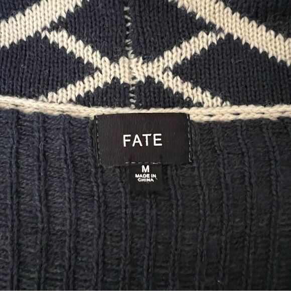 Fate Open Cardigan Sweater Womens Medium Beige Boho Aztec Knit Long Sleeve - Picture 8 of 12